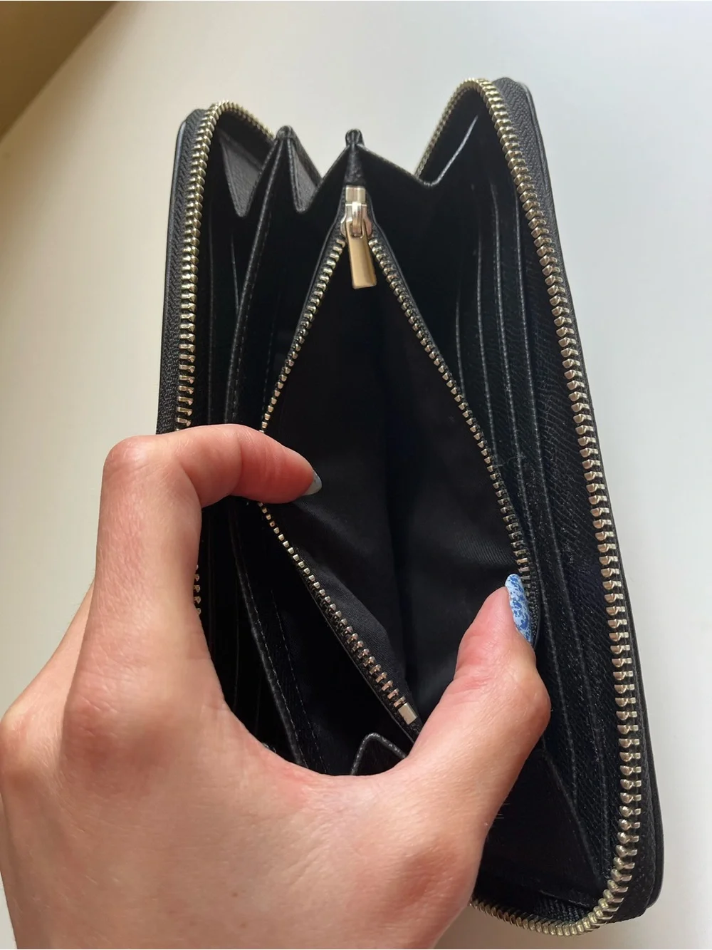 Coach Black and Gray Signature Zip Wallet